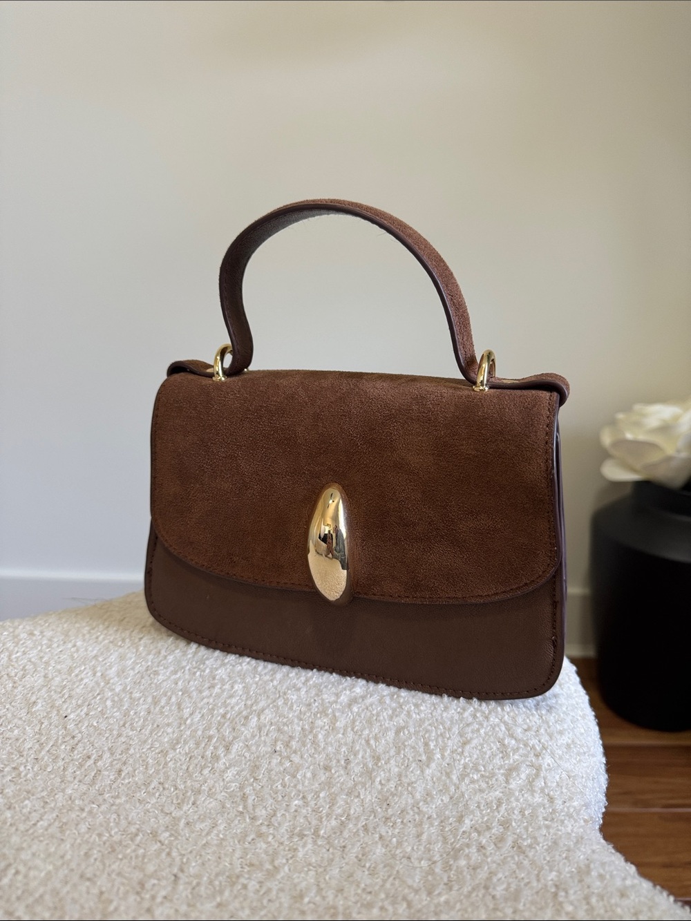 Dolce Vita Brown Suede & Leather Top-Handle Mini Bag